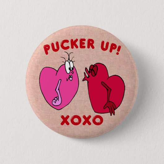 Pucker Up Valentijn Hearts Button (Voorkant)