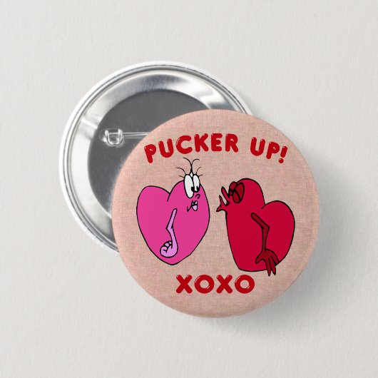 Pucker Up Valentijn Hearts Button (Voorkant /achterkant)