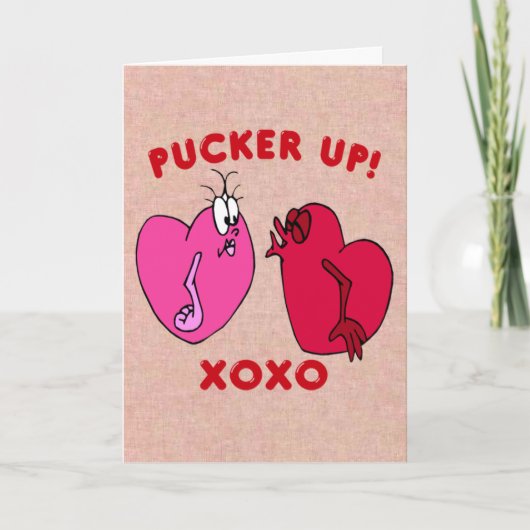 Pucker Up Valentijn Hearts Kaart (Voorkant)