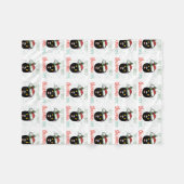 Pucky's Purrfect met Kerstmis Fleece Deken (Voorkant (Horizontaal))