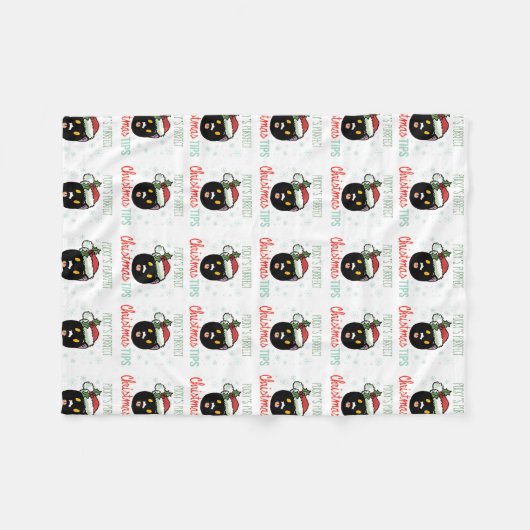 Pucky's Purrfect met Kerstmis Fleece Deken (Voorkant (Horizontaal))