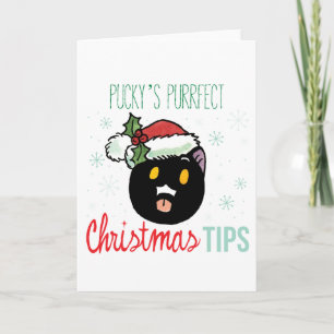Pucky's Purrfect met kersttips Feestdagen Kaart