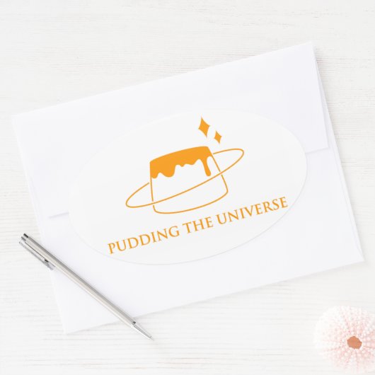 Pudding het universum ovale sticker (Envelop)