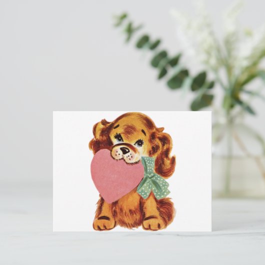  pudding houdt hart vast briefkaart (Staand voorkant)