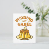 Pudding Met Vork Grappig Design Briefkaart (Staand voorkant)