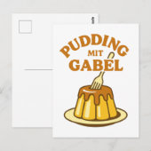 Pudding Met Vork Grappig Design Briefkaart (Voorkant / Achterkant)