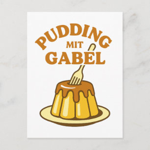 Pudding Met Vork Grappig Design Briefkaart