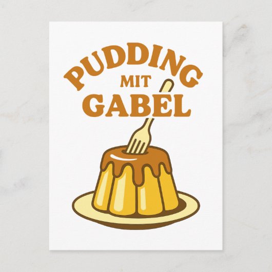 Pudding Met Vork Grappig Design Briefkaart (Voorkant)