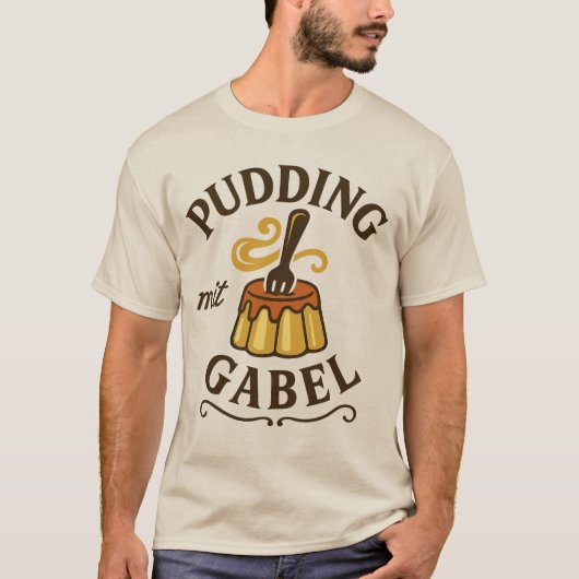 Pudding Met Vork Grappig Design T-shirt (Voorkant)