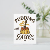 Pudding Met Vork Grappig Ontwerp Briefkaart (Staand voorkant)