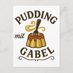 Pudding Met Vork Grappig Ontwerp Briefkaart