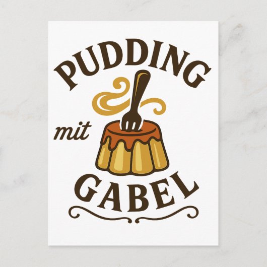 Pudding Met Vork Grappig Ontwerp Briefkaart (Voorkant)