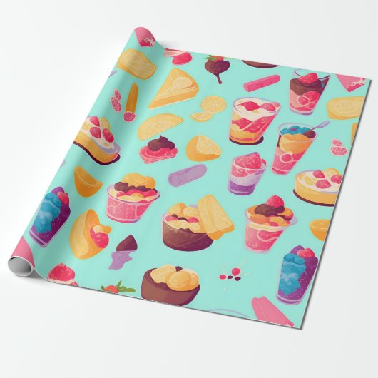 Pudding Mozaïek Kleurrijk Gepersonaliseerd Patroon Cadeaupapier (Uitgerold)