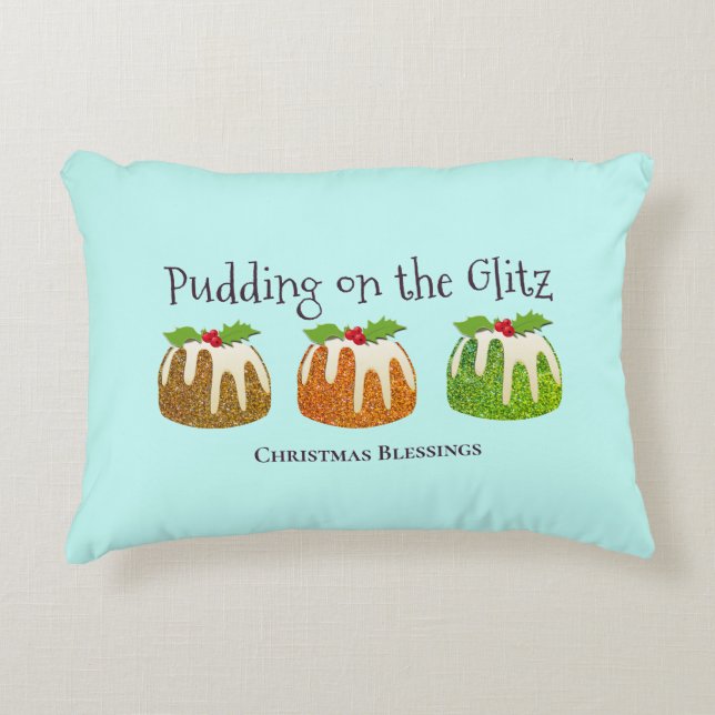 PUDDING OP GLITZ | Gepersonaliseerde kerst Accent Kussen (Voorkant)
