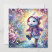 Puddle Hopping Bunny Pasen Groeten Feestdagenkaart (Voorkant)