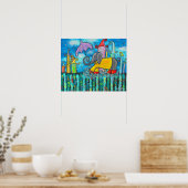 Puddle Jumping Elephant Art Poster (Keuken)