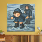 Puddle Jumping - Grote Ingepakte Canvas Kunstprint Afdruk (Insitu (Woonkamer))