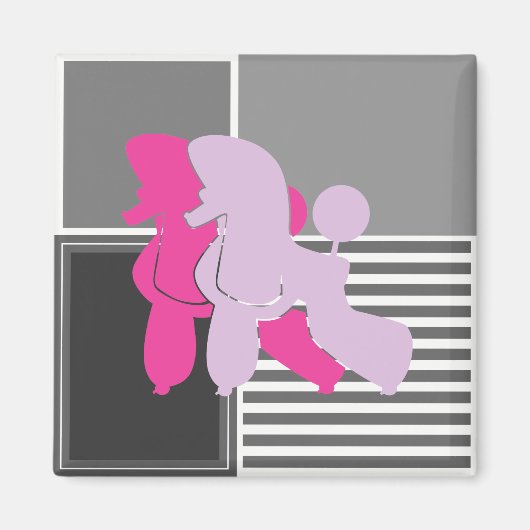Pudel Paar modern und abstrakt Magneet (Voorkant)