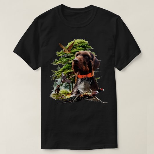 Pudelpointer vogeljacht t-shirt (Design voorkant)