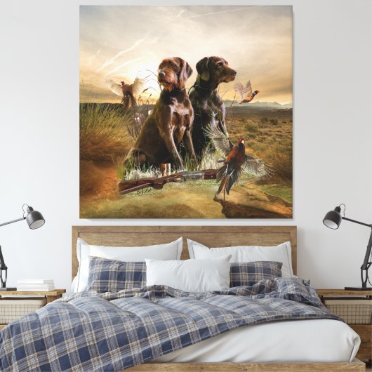 Pudelpointers, jachtfazant canvas afdruk (Insitu (Slaapkamer))