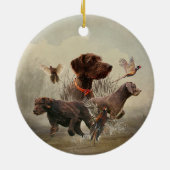 Pudelpointers, jachtfazant keramisch ornament (Achterkant)