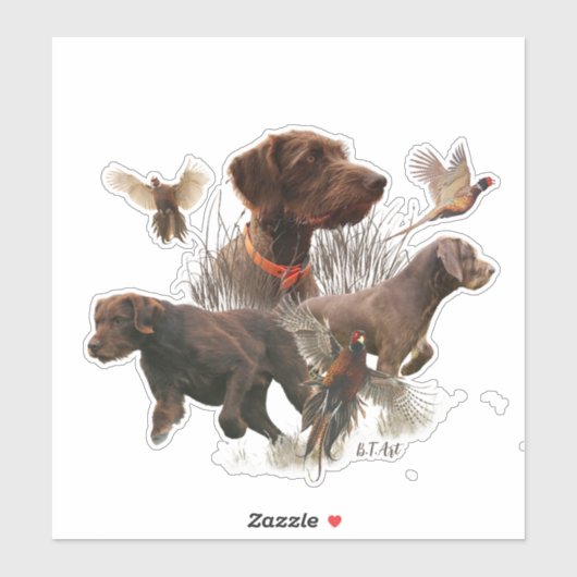 Pudelpointers, jachtluiers sticker (Vel)