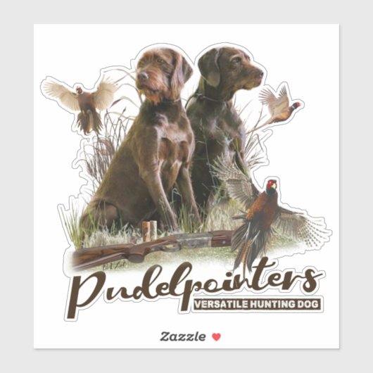 Pudelpointers, jachtluiers sticker (Vel)