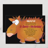 PUDGY PONY Horseback Birthday Party Invitation Kaart (Voorkant / Achterkant)