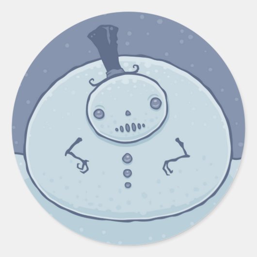 Pudgy Snowman Ronde Sticker (Voorkant)