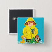 Pudles of Fun Vierkante Button 5,1 Cm (Voorkant /achterkant)