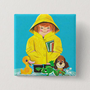 Pudles of Fun Vierkante Button 5,1 Cm