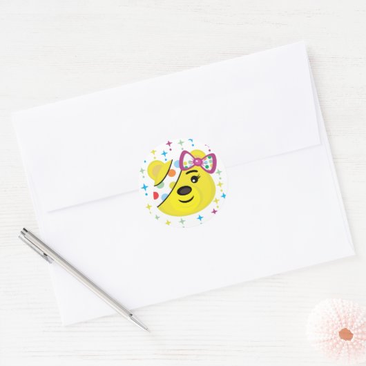 Pudsey beer ronde sticker (Envelop)