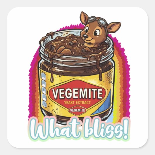 PUDU Soaking in Vegemite -What bliss- Vierkante Sticker (Voorkant)