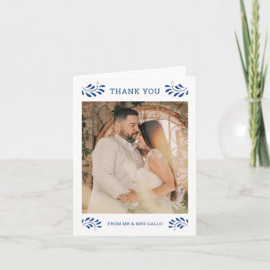 Puebla Mexicaanse trouwfoto Dank u kaart (Voorkant)