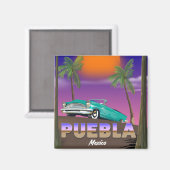 Puebla Mexico, vakantieposter Magneet (Voorkant / Achterkant)