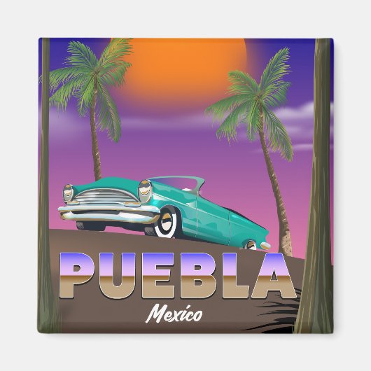 Puebla Mexico, vakantieposter Magneet (Voorkant)