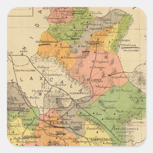 Puebla, Mexico Vierkante Sticker (Voorkant)
