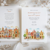 Puebla Mexico Waterverf bruiloft Kaart