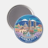 Puebla Stad Mexico Magneet (Voorkant / Achterkant)
