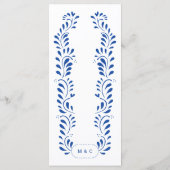 Puebla Style Blauw Mexicaanse bruiloft Menu (Achterkant)