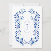 Puebla Style Blauwe Mexicaanse bruiloft uitnodigin Kaart (Achterkant)