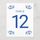Puebla Style Blauwe Trouwtafel Nummer (Achterkant)