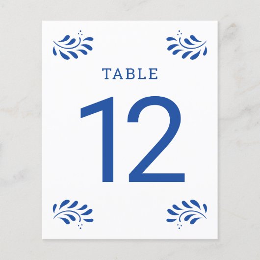 Puebla Style Blauwe Trouwtafel Nummer (Voorkant)
