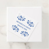 Puebla Style Blue Mexican Wedding Favoriet Label (In situ)