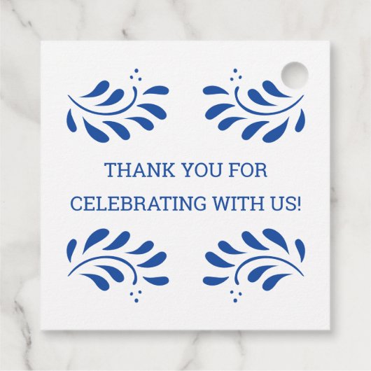 Puebla Style Blue Mexican Wedding Favoriet Label (Achterkant)