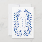 Puebla Style Blue Mexican Wedding RSVP Kaart (Achterkant)