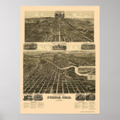 Pueblo, CO Panorama Map - 1890 Poster (Voorkant)