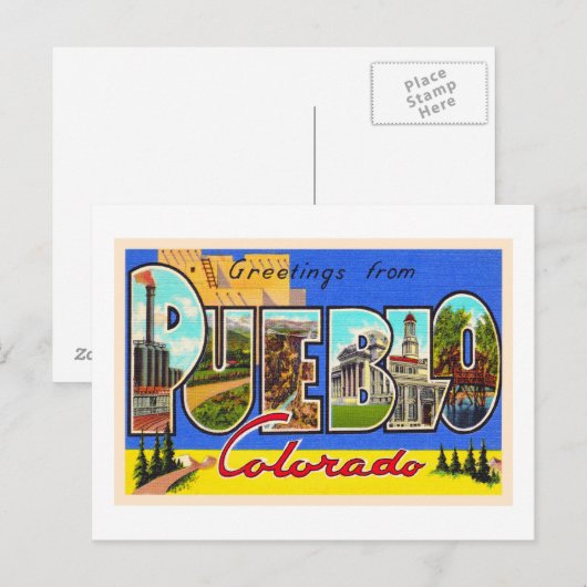 Pueblo Colorado CO  groot Briefkaart (Voorkant / Achterkant)