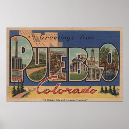 Pueblo, Colorado - Large Letter Scenes 2 Poster (Voorkant)