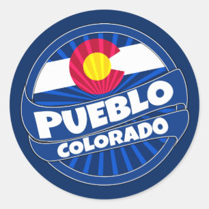 Pueblo Colorado vlag barst stickers